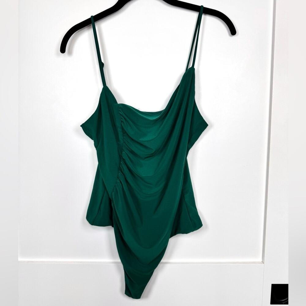 ASTR The Label Green Mesh Asymmetrical Bodysuit Size Large